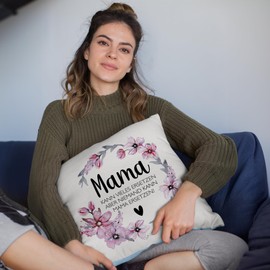 glitzertassen.de® | No One Can Replace Mum | Cushion with Saying | Gift | Mother's Day | Cushion with Print | Love | Decorative Cushion | Photo Cushion | Cuddly Cushion | White/Blue