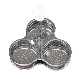 CENPEK Three Grid Stainless Steel Egg Cooker, Poached Egg Pan Maker, Steam Basket for Egg Cooking, Non-Stick Stainless Steel Poached Egg Cups with Holes for Kitchen Accessories (Silver)
