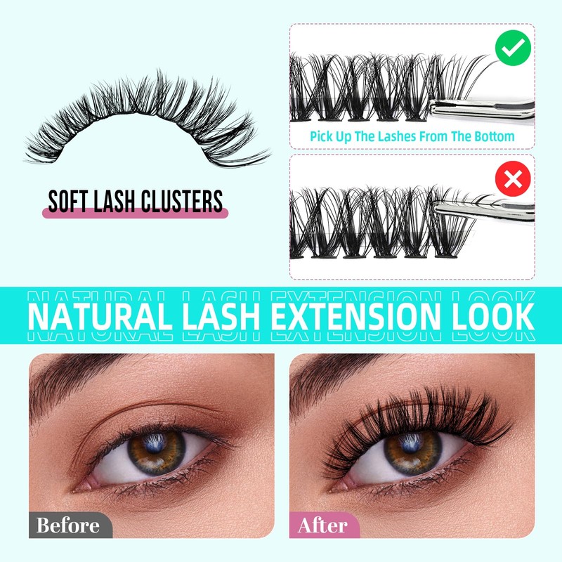 Wispy Eyelash Clusters, 280 Pieces, 40D Eyelash Clusters, 9-16 mm