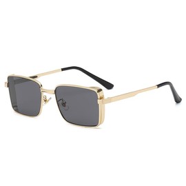 ULELA DIKML Womens and Mens Square Rimless Golden Frame Black Hip Hop Sunglasses Vintage Stylish Design Square Sunglasses, Green