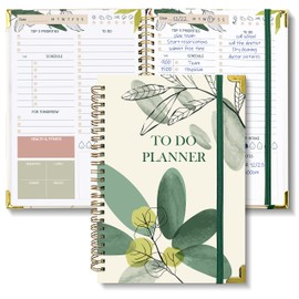 BIROYAL Undated Daily Planner Notebook with To Do List, 120 Pages / 60 Sheets of 148 x 210 mm Organiser Spiral Pad, Hard Cover Daily Planning Notebook for Office or School
