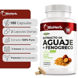 BioHerb® | Aguaje + Fenogreco con 180 Capsulas | Eficaz Soporte Para la Mujer | Potente Combinacion | Suplemento Alimenticio | Suministro para 90 Días