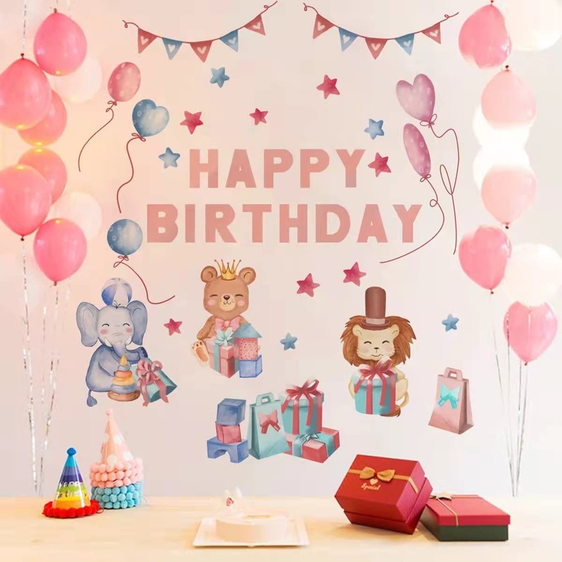 Fujitoya M0429 Wall Sticker Animals Birthday Balloons Kids Room Baby