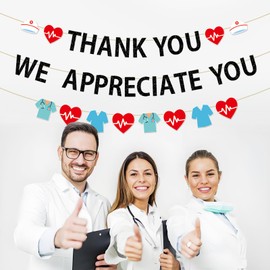 Thank You We Appreciate You Decoration, Happy Doctor's Day Nurse's Week Banner for Home Office School Hospital Party Decor I