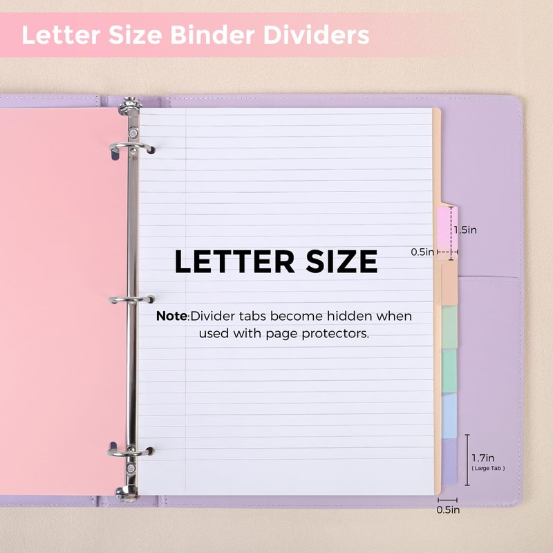 SKYDUE Durable Plastic 8-Tab Dividers,Big Tab Dividers for 3 Ring