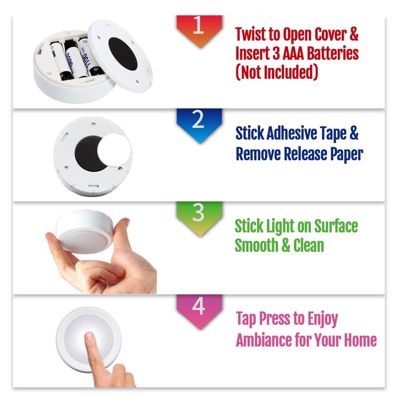 Novelty Place LED Puck Lights with Remote Control - Dimmable