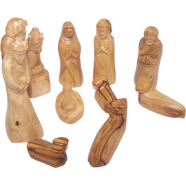 Holy Land Market Olive Wood Carved Nativity Set - Medium Size (11 Pieces Set - Tallest 4.5 inches)