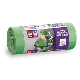 Anna Zaradna Universal Bin Liners, 35 L, Pack of 40, Rubbish Bag, Rubbish Bag, Rubbish Bags for Household Rubbish Office, Made of Thick HDLD Regranulate Film, Green