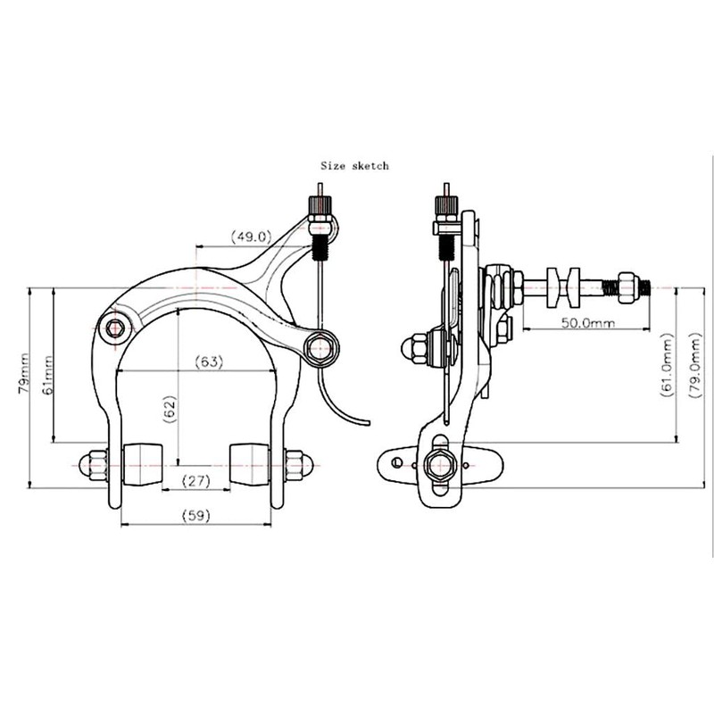 Colcolo Front Side Pull Black Bike Brake Caliper with 45mm