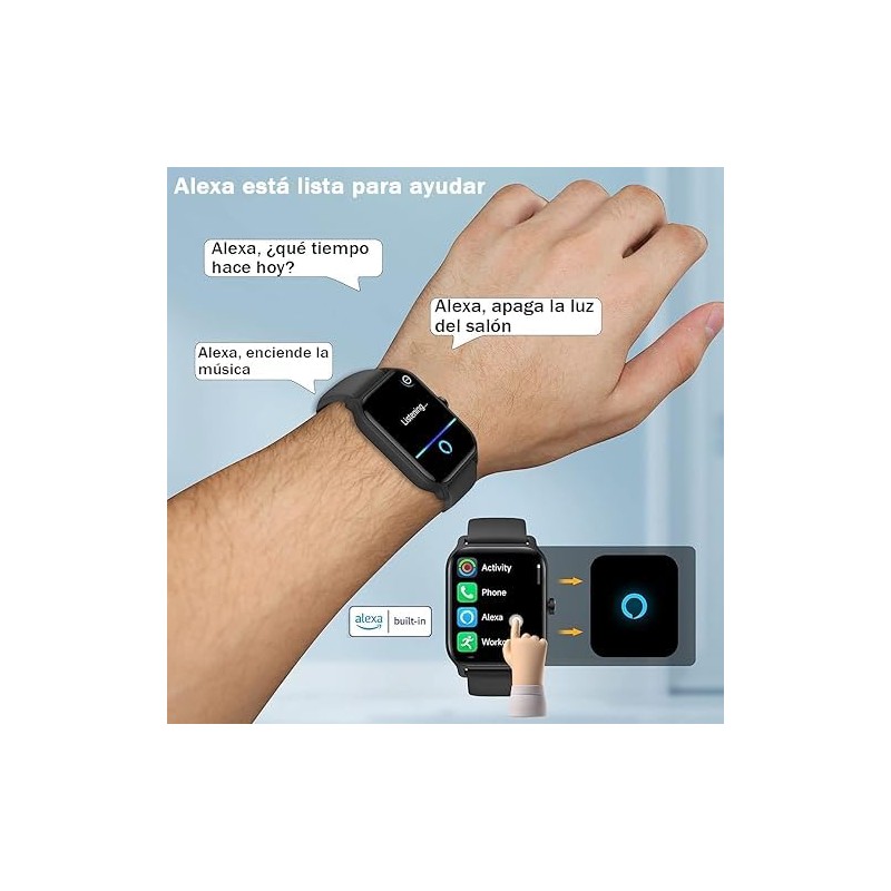 Reloj Inteligente smartwatch para Hombre Mujer Llamada Bluetooth, Pantalla Táctil