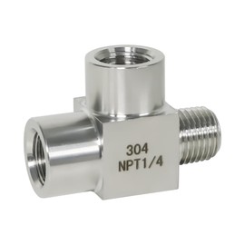ini moni 3 way tee pipe fitting 1/4 NPT male run tee, 304 stainless steel T adapter, street pipe connector for vacuum chamber/pressure gauge, 4350 psi