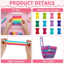 600 Pcs Loom Loops Pastel Weaving Loom Loops Potholder Colorful Loops Elastic Weaving Loops Craft Flexible Loom DIY Kit Colorful Weaving Crafts for Kids Adults DIY Crafts Supplies