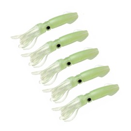 Milepet Soft Luminous Octopus Trolling Saltwater Bait Squid Skirt Fishing Lures Glow in Dark,4.13inch,(5pcs)