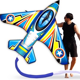 SGftre Kite Large Airplane Kite for Adults, Easy to Fly with Single Line Beach and Park Kite for Family Outdoor Games & Activities (Blue Plane)