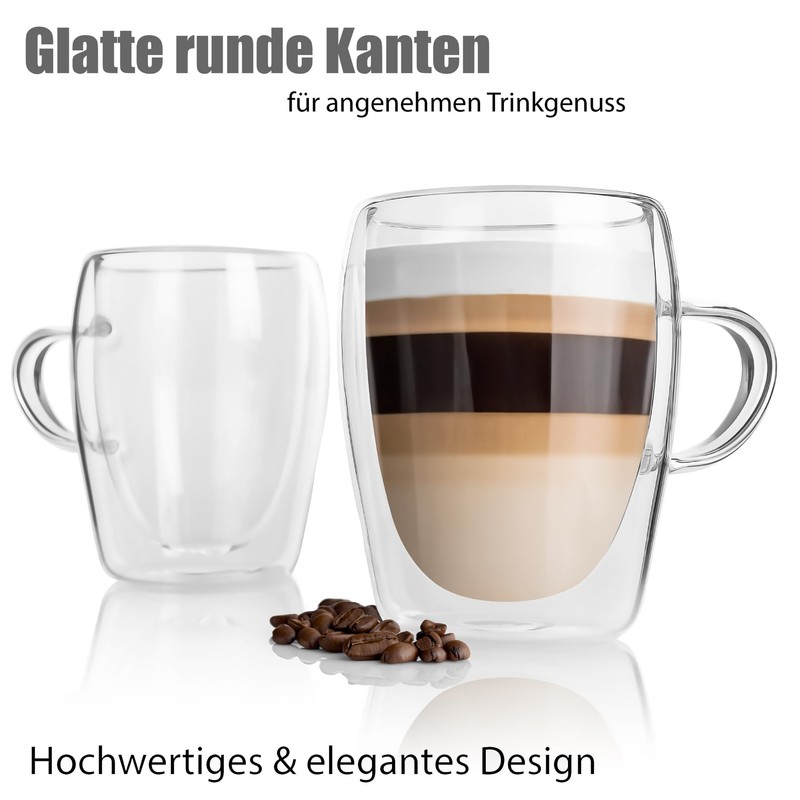 BigDean Pack of 2 Double Walled Latte Macchiato Glasses with