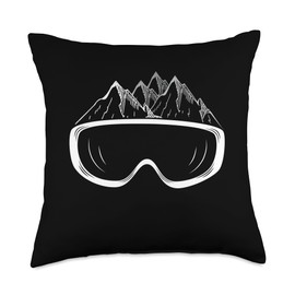 Ski goggles or snowboard goggles and mountains in background Throw Pillow