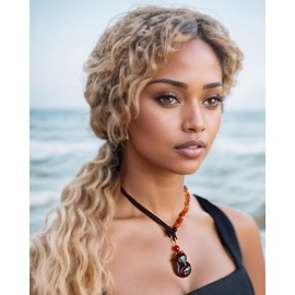 Wizock Red Agate/Black Obsidian Fox Dainty Necklaces for Women Crystals and Gemstones Animal Pendant Necklace Protection Amulet Gifts Adjustable (ice fox)