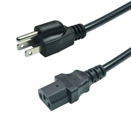 3 Prong 3ft Computer Power Cord, NEMA 5-15P, C13, 125V 10A, 18AWG, Durable Replacement Monitor Power Cord, PC Power Supply Cable, Black AC Power Cord UL Listed