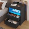 ADORNEVE LED Nightstand Black Nightstand with Wireless Charging Station 2