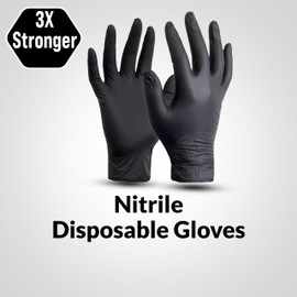 Superguard Disposable Gloves - Nitrile Black Gloves Heavy Duty Powder Free and Latex Multi-Purpose, Single Use (Pack of 100-Large)