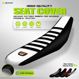 sawrain Dirt Bike Seat Cover for Surron SUR Ron Ultra Bee, Non-Slip Motorcycle Electric Bike Seat Protector (Black-White-Black)