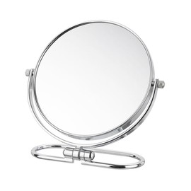 Surdy Espejo de Maquillaje de Viaje Plegable portátil, Espejo de vanidad de ampliación 1X / 3X, Giratorio de 360 ° de Doble Cara, Espejo de Metal Colgante de Mano y Pared sin luz