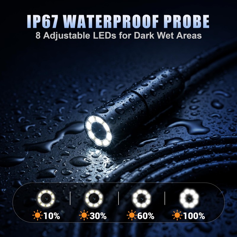 Endoscope Camera with Light, 1080P HD Borescope with 4.3" IPS