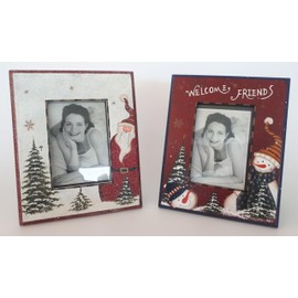 Pandecor Comarco Sa Christmas Photo Frame, Wood, Multi-Colour, 19 x 23 cm