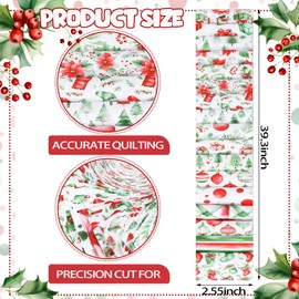 Hosuly 40 Pcs Christmas Jelly Fabric for Quilting Roll Red and Green Quilting Fabric Roll up Xmas Fabric Quilting Strips 2.55 Inch Precut Patchwork Roll for Christmas DIY Sewing Craft