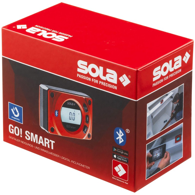 SOLA GO! Smart Digital Pocket Level with Bluetooth, Magnetic 3-Inch