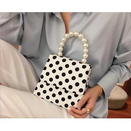 Mellshy Women Polka Dot Tote Bag Top Handle Bag Shoulder Bag Crossbody Bag, White, One Size