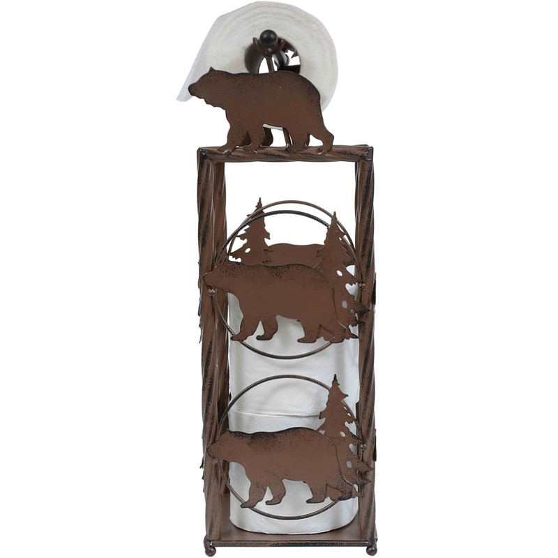 BLACK FOREST DECOR Pine Tree & Bears Toilet Paper Stand