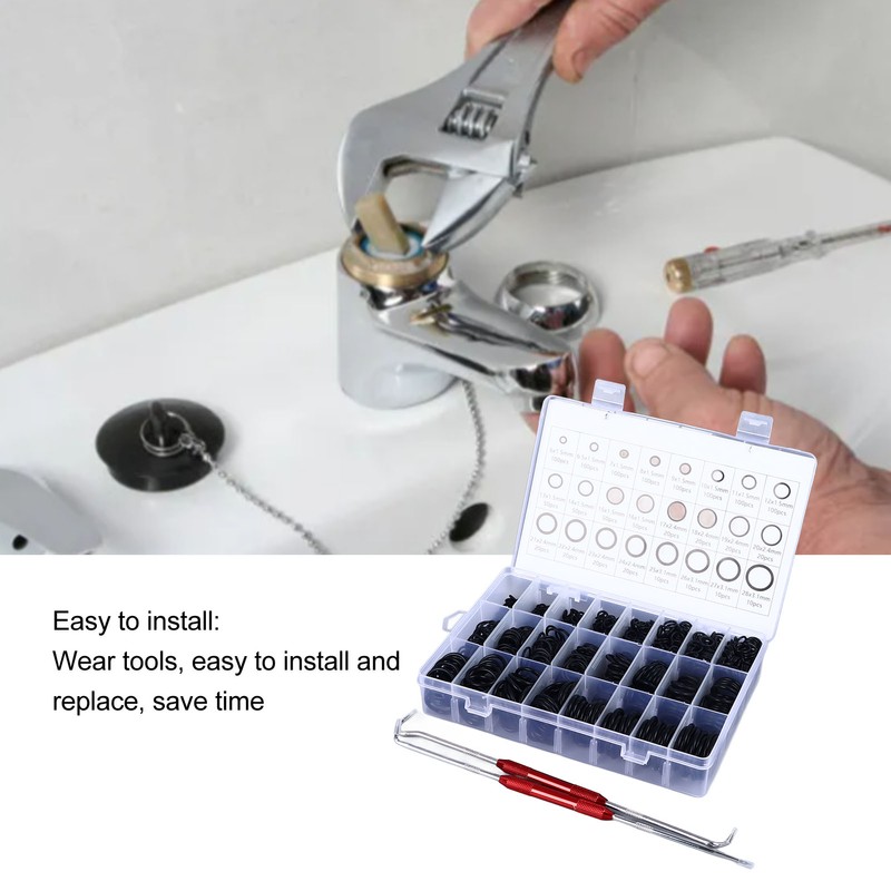 1200Pcs Sealing Ring Set Nitrile Rubber High Temperature Resistant Waterproof