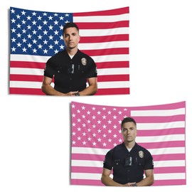 Tim Bradford The Rookie Pink American Flags For Wall Decor, Indoor Wall Tapestries, Room Decor, One Side Polyester Wall Flag - Style: Pink Flag, Size: 36''x26''