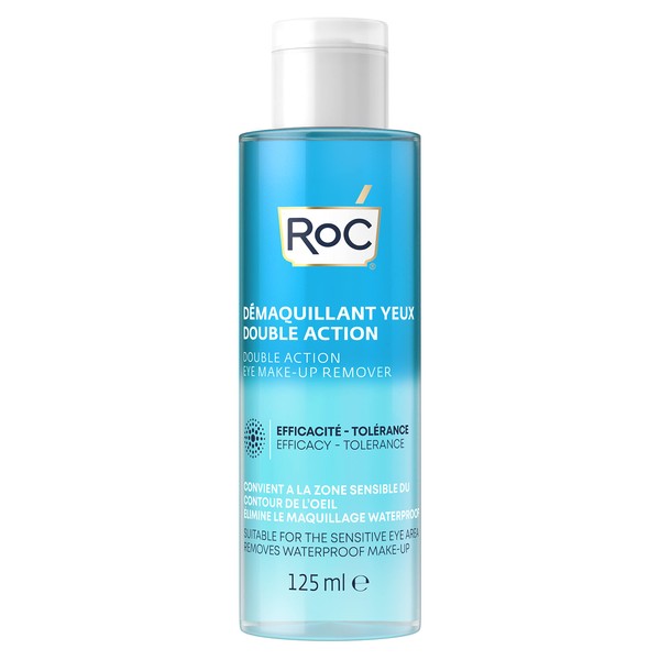 RoC - Double Action Eye Make-Up Remover - Water & Oil Combination - Removes Waterproof Make-up - Minimises Allergy Risks - 125 ml