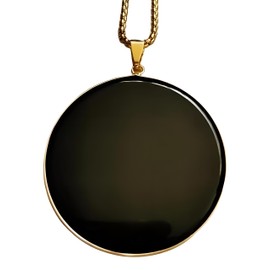 RICHARD-911 Collar Con Colgante Dije De Espejo De Obsidiana Con Cadena De Acero Inoxidable Color Oro Joyería Regalo Para Pareja Hombre Mujer Piedra Natural Color Negro