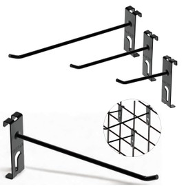 NACETURE Double Gridwall Hooks- 30 Pcs Display Hooks for Grid Wall Panel- Grid Wall Hooks 4/6/8 inch with Extra Hook On The Bottom- Durable Peg Hook Wall Grid Panel Hooks for Hanging