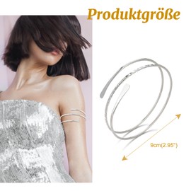 F Fityle Bracelets for upper arm, minimalist arm cuffs, bracelet, women's upper bangle, adjustable bracelet, boho punk band, spiral upper bangle, jewellery for women, Metal