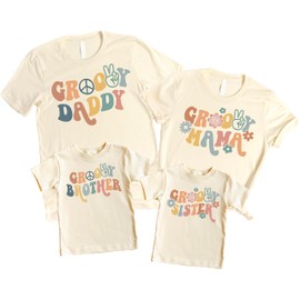 Groovy Mom Matching Family Outfits for Baby Toddler Little Girls and Boys and Mom and Dad Natural Shirt Adult Large