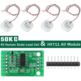 Youmile 4pcs DIY 110lbs 50KG Half Bridge Body Load Cell Weight Distortion Sensor Resistor + HX711 AD Module