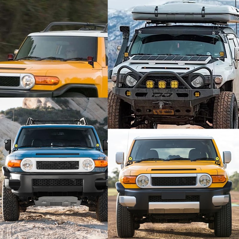 KMFCDAE Cowl Light Brackets 1 Pair Symmetrical FJ Logo A-Pillar