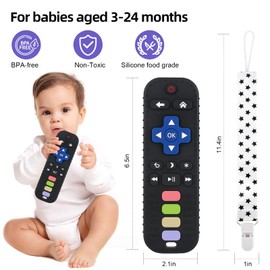 WUJUN Baby Teether Toy Chew Toy for Babies 3-24 Months TV Remote Control Shape Teething Relief Baby Toys for Infants (Black)