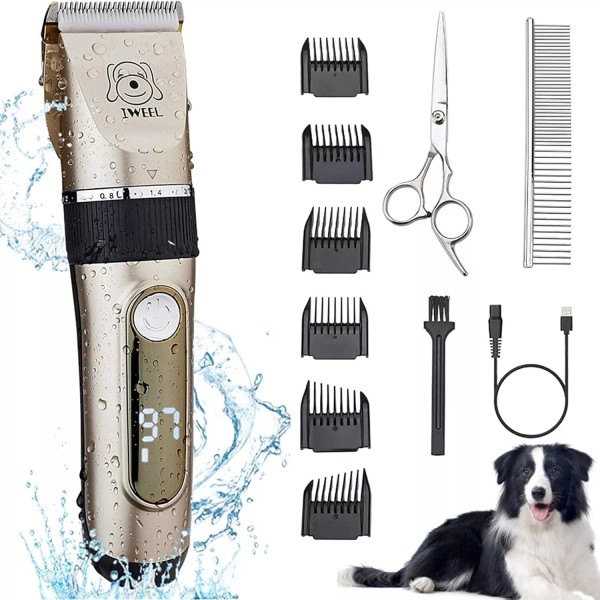 IWEEL 12 Piece Waterproof Dog Hair Trimmer Set Cordless 2