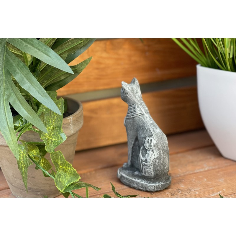 stoneandstyle Stone Figurine Small Cat Bastet Goddess Frost-Proof Cast Stone