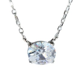 NicoWerk SKE781 Women's Necklace 925 Silver Chain with Oval Shiny Stone Pendant Chain for Women