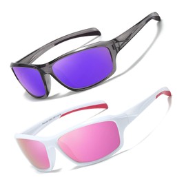 SIPHEW Pack of 2 Women's Polarised Cycling Glasses Sports Glasses UV400 Protection Running Glasses Sunglasses for Road Bike Cycling Running Bicycle