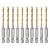 sourcing map 10pcs 1/4" Hex Shank Drill Bit 1/8" Gold