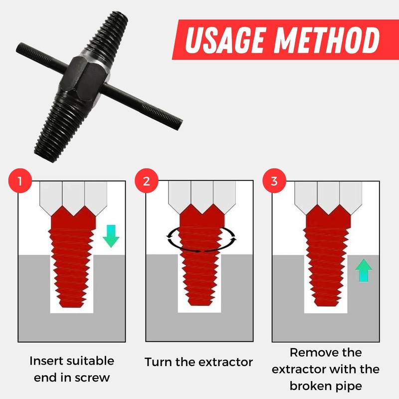 Pipe Extractor for Damaged Screws and Broken Bolts from ½