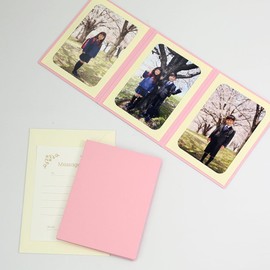 Yamada Bratwurst Paper Store Solid Cover Photo Mat 3 Large Surface Vertical (with envelopes, Message Cards: Ivy) , safety pink