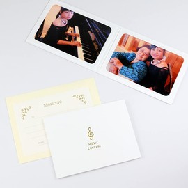 Yamadaya Display Store Music Recital Photo Mount Paper Photo Frame Pocket Mount "MUSIC CONCERT/Music Notes" 2L Size 2 Sides Horizontal (White)